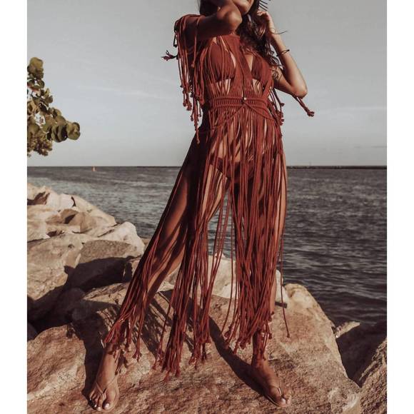 NEW ANDREA ESTEFANIA vella long dress in rust - Picture 1 of 3